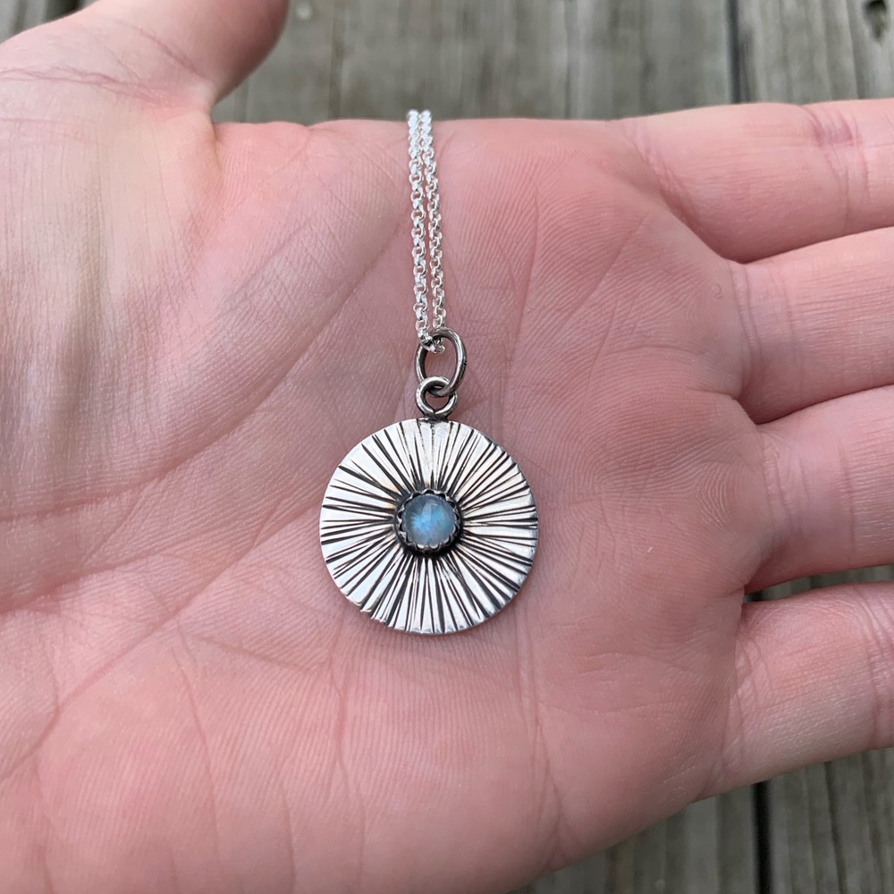 Sterling Silver Moonstone Rays Necklace - Picture 3 of 4